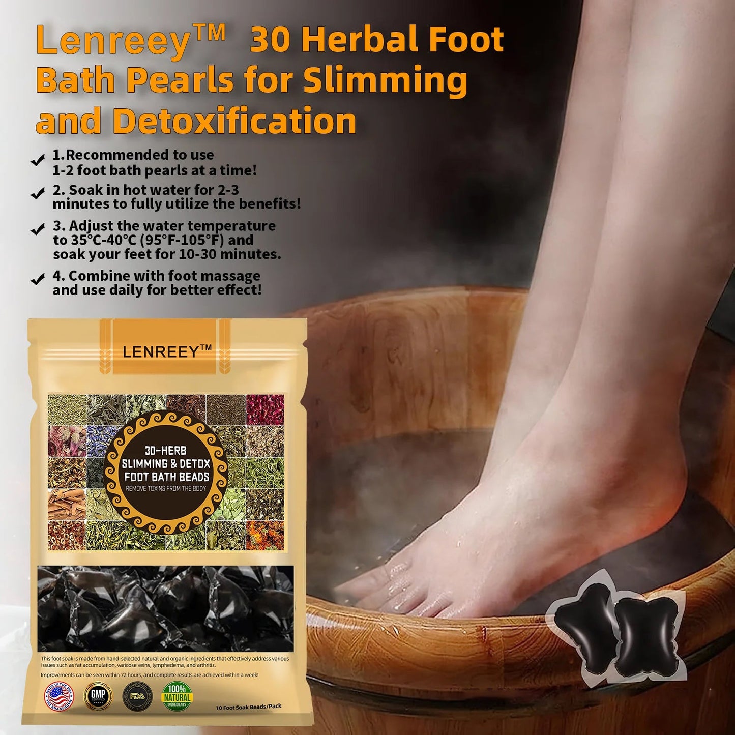 Lenreey™ 30-Herb Slimming & Detox Foot Bath Beads-🏥(LANACertification Lymphatic Association of America)